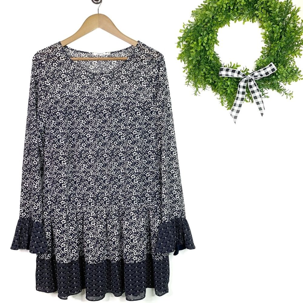 Tularosa Navy Floral Berkeley Shift Dress M - Picture 4 of 9